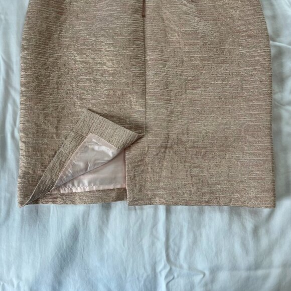 Kate Spade Light Pink Metallic Gold Shimmer Sleeveless Pencil Dress | Size 4 - Picture 6 of 7